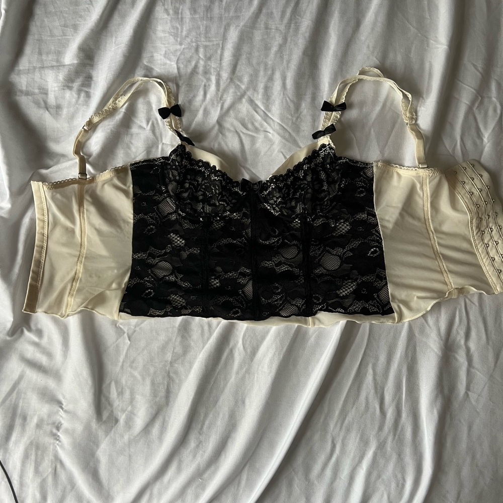 Urban Outfitters Black and Cream Lace Bustier
